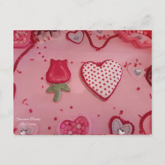 ハートとバラシュガークッキーグルメトリート ポストカード (正面)