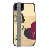 ハートとバラバレンタインのIncipio iPhone Walle Incipio iPhoneウォレットケース (フォリオ裏面)