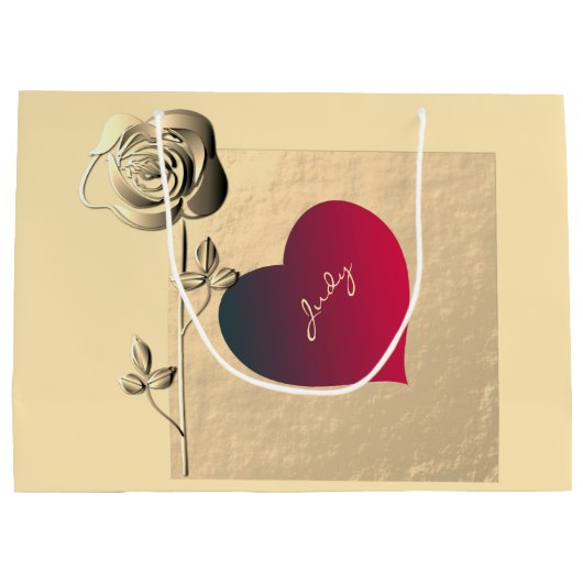 ハートとバラバレンタイン抱き枕 ラージペーパーバッグ (裏面)