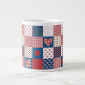 ハートとバラフェイクパッチワークジャンボコーヒーマグ ジャンボコーヒーマグカップ (正面)