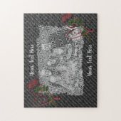 ハートとバラフォトフレームテンプレート ジグソーパズル (縦)