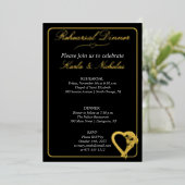 ハートとバラフラワーリハーサルディナー 箔招待状 (立ち正面)