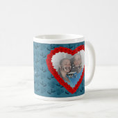 ハートとバラブルーカスタマイズ可能なフォトマグカップ コーヒーマグカップ (正面右)