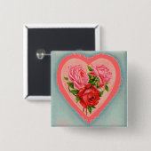 ハートとバラボタン 缶バッジ (正面&裏面)