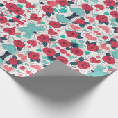 ハートとバラヴァレンティーンズデイラッピング紙 ラッピングペーパー (角)