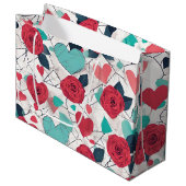 ハートとバラヴァレンティーンズデイ抱き枕 ラージペーパーバッグ (正面アングル)