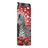 ハートとバラ園のシマウマのトリオ タンブラー (回転右)