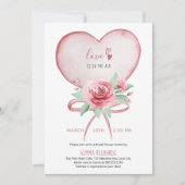 ハートとバラ愛は空気ブライダルシャワーIにある 招待状 (正面)