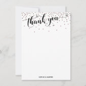 ハートとバラ金ゴールド紙吹雪付き書 サンキューカード (正面)