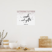 ハートとバラ金ゴールド、カードとギフト披露宴の署名 ポスター (キッチン)