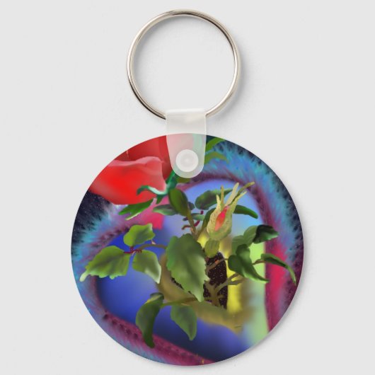 ハートとバラ キーホルダー (正面)