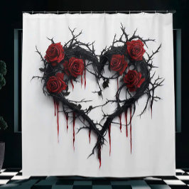 ハートとバラ シャワーカーテン
