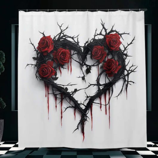 ハートとバラ シャワーカーテン