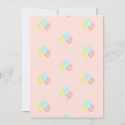 ハートとバルーン13番目の誕生日招待状 招待状 (裏面)