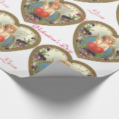 ハートとパンシーバレンタインデーと愛のキューピッド ラッピングペーパー (角)