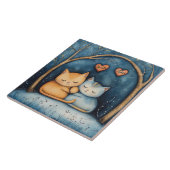 ハートとパーズフェリンソウルメイト図解入りの、写真付きのアート タイル (側面)