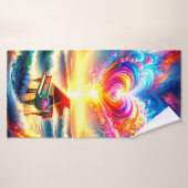 ハートとピアノデザイン バスタオル (バスタオル)