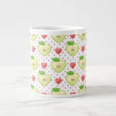 ハートとピンクの水玉模様とハート ジャンボコーヒーマグカップ (正面)