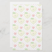 ハートとピンクの水玉模様とハート 便箋 (正面/裏面)