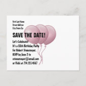 ハートとピンクバルーン任意の年誕生日B03N 案内ポストカード (裏面)