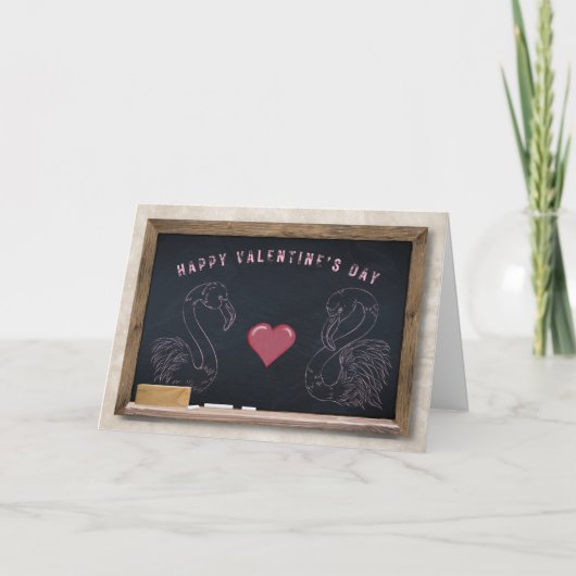 ハートとフラインゴのバレンタインカード カード (正面)