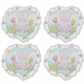 ハートとフラワーバニーのシール シール (正面)