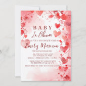 ハートとベビーの開花ベビーシャワー 招待状 (正面)