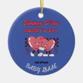 ハートとベビー名とハッピーファーマミーの日 セラミックオーナメント (正面)