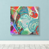 ハートとペイズリーキャンバスアート キャンバスプリント (インサイチュ (ウッドフロア))