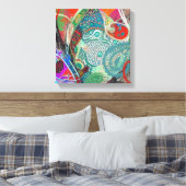 ハートとペイズリーキャンバスアート キャンバスプリント (インサイチュ (寝室))