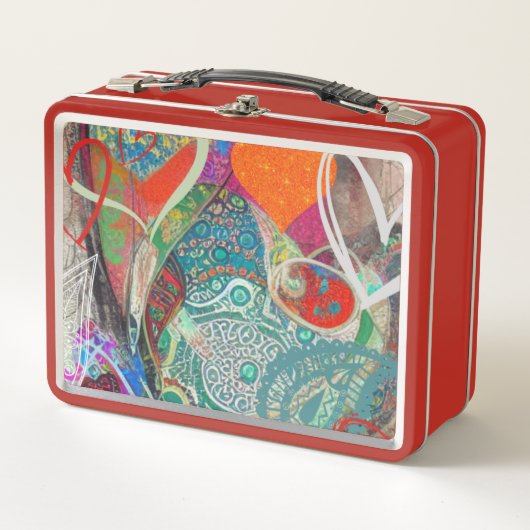 ハートとペイズリー弁当箱 メタルランチボックス (正面)
