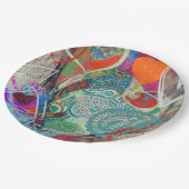 ハートとペイズリー紙プレート ペーパープレート (アングル)