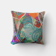 ハートとペイズリー装飾用クッション