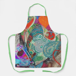 ハートとペイズリー エプロン