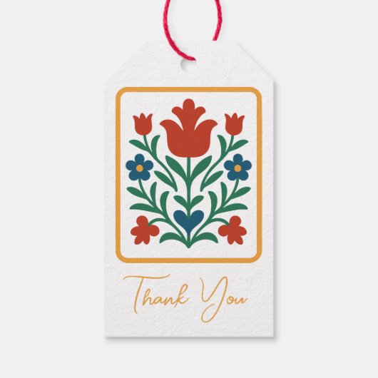 ハートとペタルフローラフォークアートフェイバー ギフトタグ (裏面)