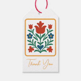 ハートとペタルフローラフォークアートフェイバー ギフトタグ