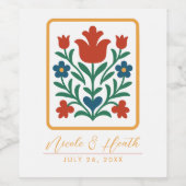 ハートとペタルフローラフォークアートフェイバー ワインラベル (シングルラベル)