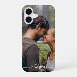 ハートとホワイトスクリプトのオーダーメイド I Love You iPhone 16ケース