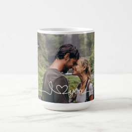 ハートとホワイトスクリプトのI Love You オーダーメイド コーヒーマグカップ