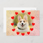 ハートとボーンズドッグフレームプリント ポストカード (正面/裏面)