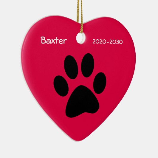 ハートとポードグメモリアルクリスマスオーナメント セラミックオーナメント (右)
