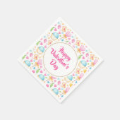 ハートとマフィンの水彩パターン バレンタイン スタンダードカクテルナプキン (角)