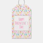 ハートとマフィンバレンタインの水の色パターン ギフトタグ (正面)