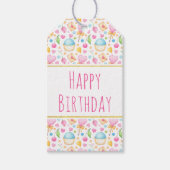 ハートとマフィン楽しい水の色のパターン ギフトタグ (正面)