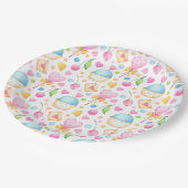 ハートとマフィン楽しい水の色のパターン ペーパープレート (アングル)