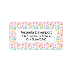 ハートとマフィン楽しい水の色のパターン ラベル