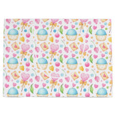 ハートとマフィン楽しい水の色のパターン ラージペーパーバッグ (正面)