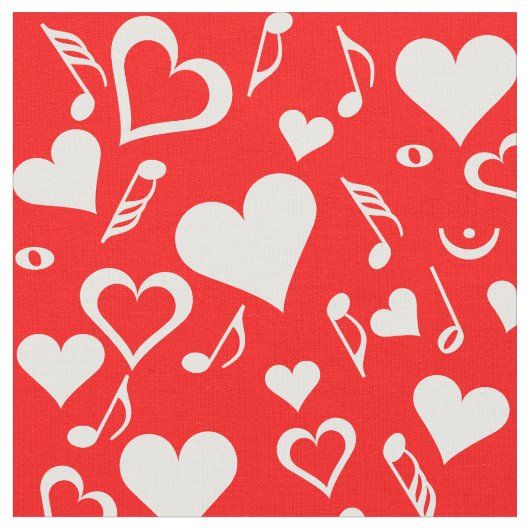 ハートとミュージックノート ファブリック (クローズアップ)