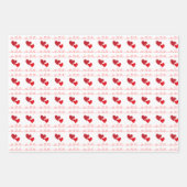 ハートとラインの折り返し紙フラットシートセット3 ラッピングペーパーシート (正面2)