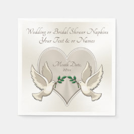 ハートとラブバードの結婚カクテルナプキン スタンダードカクテルナプキン